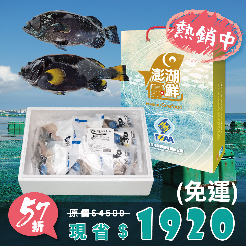 大藍(黃)瓜石斑全魚分切禮盒3kg/尾(免運)